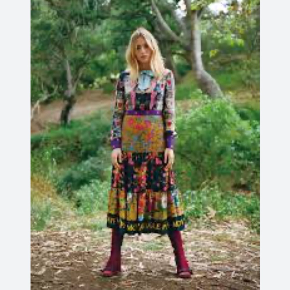 VTG 70’s Amazing Floral Paisley Mix Print Maxi Dress- Wing Collar -Sz 12 EUC ✌️🌼 - Picture 14 of 16
